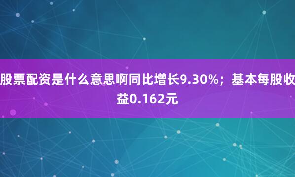 股票配资是什么意思啊同比增长9.30%；基本每股收益0.162元