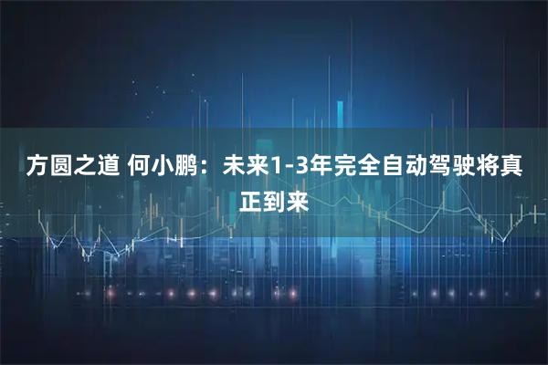 方圆之道 何小鹏：未来1-3年完全自动驾驶将真正到来